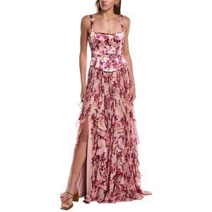 Cinq À Sept Womens  Trailing Hibiscus Leema Gown, Pink